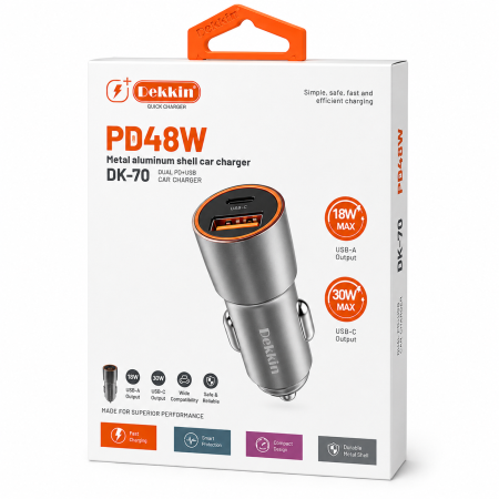 شاحن سياره DEKKIN 48W PD + USB