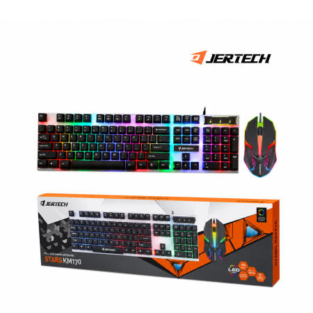 كيبورد وماوس سلكي Gaming مضيئ JERTECH KM170