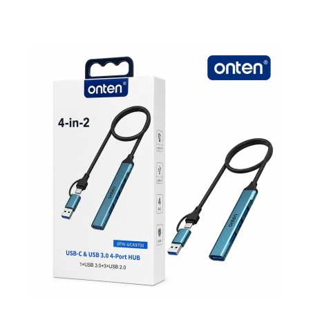 تحويلة USB + Type C TO 4USB PORTS HUB ONTEN
