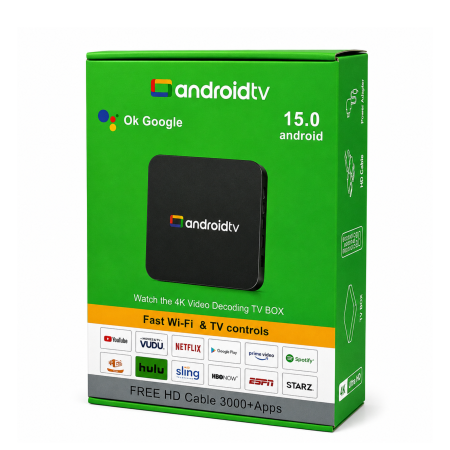جهاز رسيفر اندرويد 15 TV BOX مع ريموت بلوتوث و اشتراك 5 سنوات