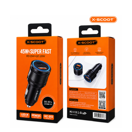 شاحن سياره X-SCOOT 45W PD + USB