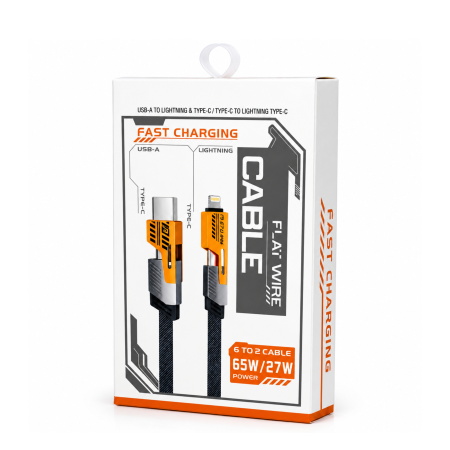 كيبل 4in1 65W Type C 27W Lightning 1.2m