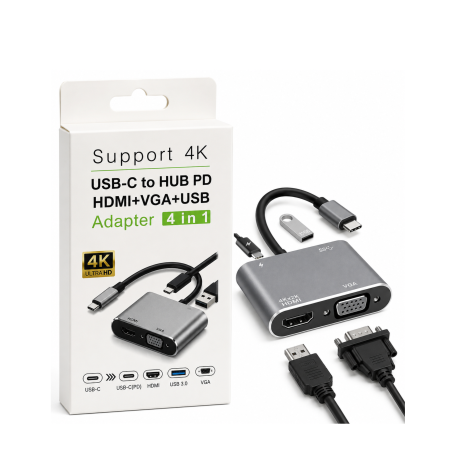 تحويلة Type C To VGA + HDMI + Type C + USB