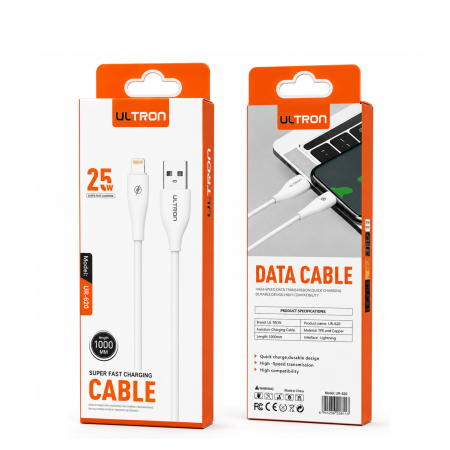 كيبل ايفون ULTROON Lightning 1M 25W