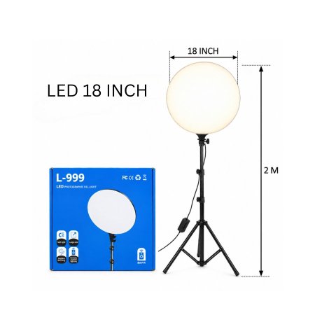 ضوء استديو LED دائري 18 انش مع ستاند 2 متر